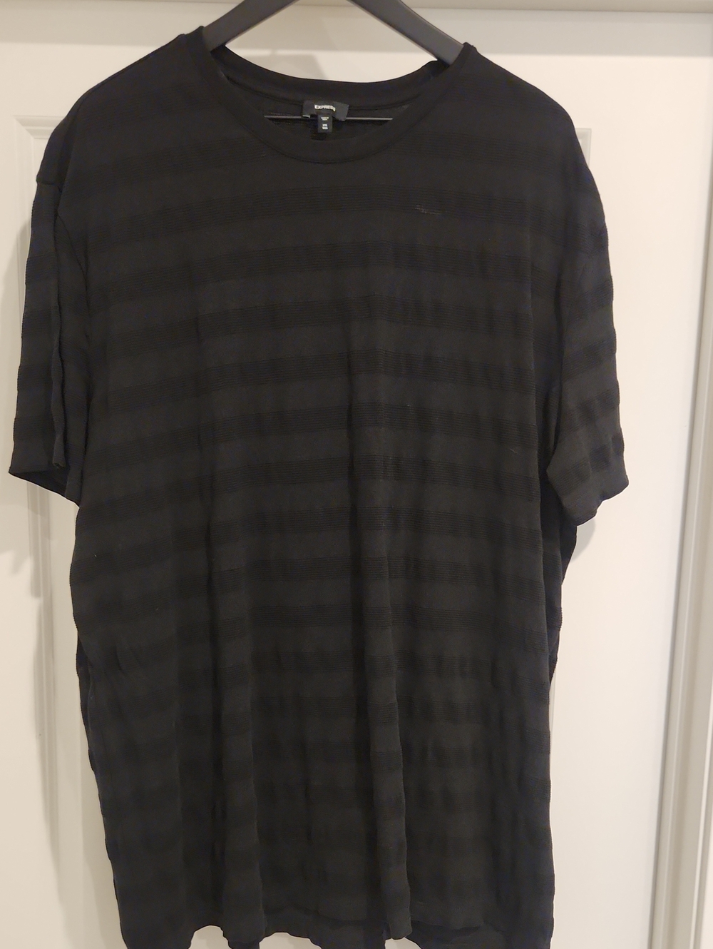 Express Black Short-Sleeve Subtle Stripe Tee